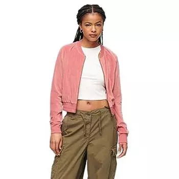 Толстовка Superdry Embroidered Velour Full Zip, розовый