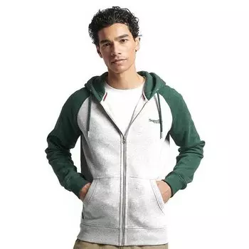 Толстовка Superdry Essential Baseball Full Zip, зеленый