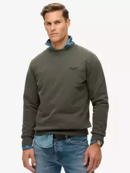 Толстовка Superdry Essential Logo Crew, цвет dark grey/green