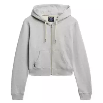 Толстовка Superdry Essential Logo Cropped full zip, серый