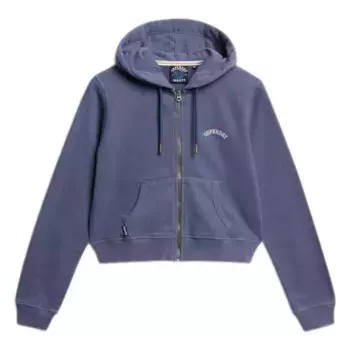 Толстовка Superdry Essential Logo Cropped full zip, синий