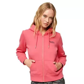 Толстовка Superdry Essential Logo Full Zip, розовый