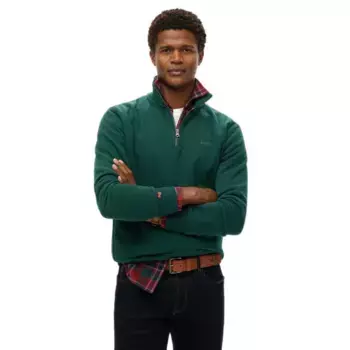 Толстовка Superdry Essential Logo Henley half zip, зеленый
