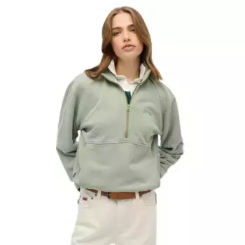 Толстовка Superdry Essential Logo Oversized half zip, зеленый