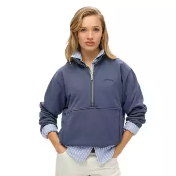 Толстовка Superdry Essential Logo Oversized half zip, синий