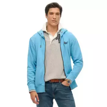 Толстовка Superdry Essential Logo Washed full zip, синий