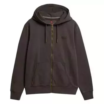 Толстовка Superdry Essential Logo Washed full zip, коричневый