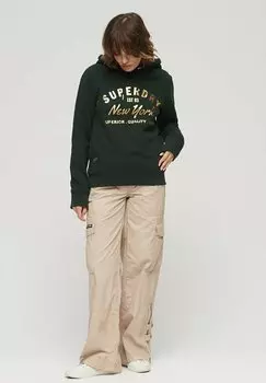 Толстовка Superdry LUXE METALLIC LOGO, цвет academy dark green
