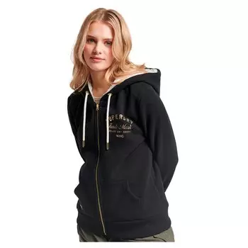 Толстовка Superdry Luxe Metallic Logo Full Zip, черный
