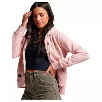 Толстовка Superdry Luxe Metallic Logo Full Zip, розовый