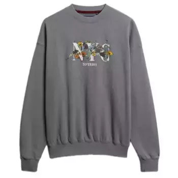 Толстовка Superdry Night Garden Oversized Crew, серый