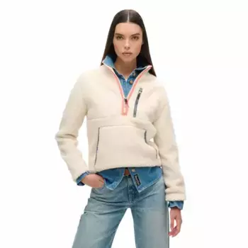 Толстовка Superdry Outdoor Fleece half zip, бежевый