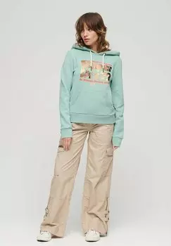 Толстовка Superdry RETRO FONT GRAPHIC, цвет sagegreenmarl