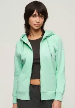 Толстовка Superdry с капюшоном "ESSENTIAL LOGO ZIP HOODIE", с вышивкой логотипа, зеленый