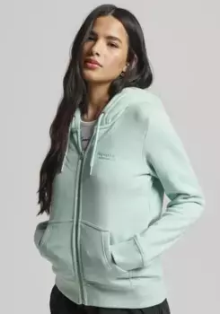 Толстовка Superdry с капюшоном "ESSENTIAL LOGO ZIP HOODIE", с вышивкой логотипа, зеленый