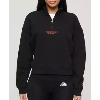 Толстовка Superdry Sportswear Logo Boxy Half Zip, черный