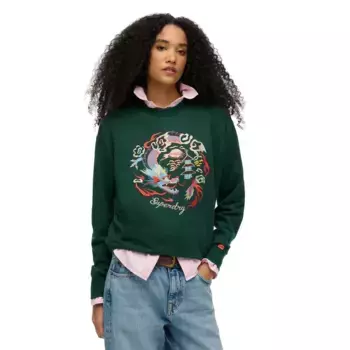Толстовка Superdry Suika Embroidered Loose, зеленый