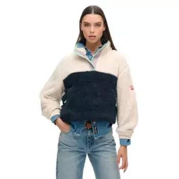 Толстовка Superdry Super Soft Mash Up Henley, бежевый