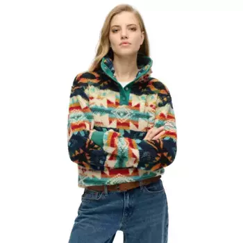 Толстовка Superdry Super Soft Printed Henley, разноцветный