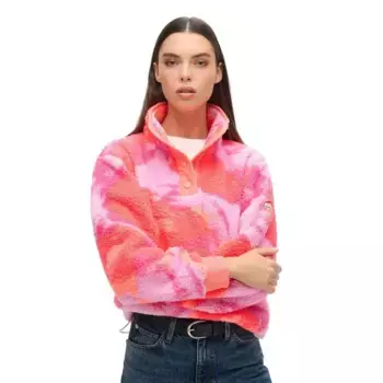 Толстовка Superdry Super Soft Printed Henley, розовый