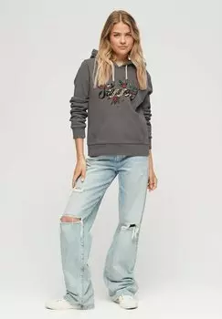 Толстовка Superdry TATTOO SCRIPT GRAPHIC, цвет rock grey