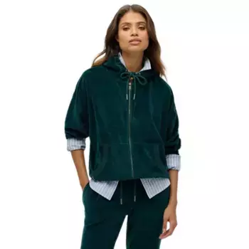 Толстовка Superdry Velour full zip, зеленый