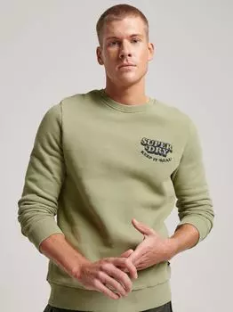 Толстовка Superdry Vintage Cooper Classic Crew, масляно-зеленый