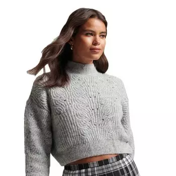 Толстовка Superdry Vintage Pointelle Cable, серый