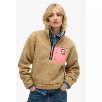 Толстовка Superdry Vintage Retro half zip, коричневый