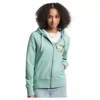 Толстовка Superdry Vintage Vl Narrative ub Full Zip, зеленый