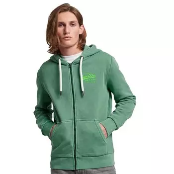 Толстовка Superdry Vintage Vl Neon Full Zip, зеленый