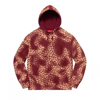 Толстовка Supreme Bleached Leopard Hooded Sweatshirt Cardinal, красный