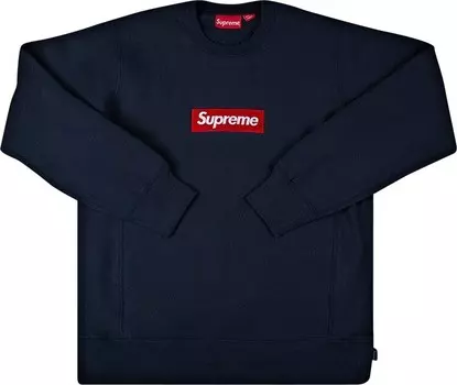 Толстовка Supreme Box Logo Crewneck 'Navy', синий