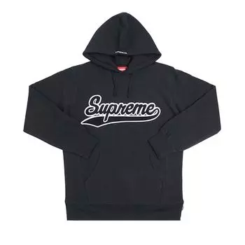 Толстовка Supreme Chenille Script Hooded Sweatshirt 'Black', черный