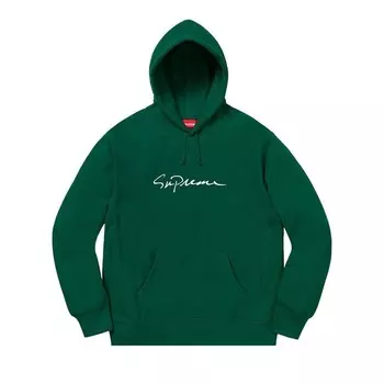 Толстовка Supreme Classic Script Hooded Sweatshirt Dark Green, зеленый