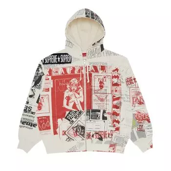 Толстовка Supreme Collage Zip Up Hooded Sweatshirt, белый