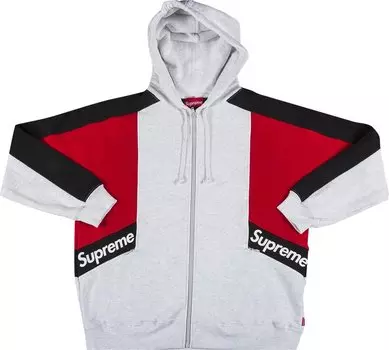 Толстовка Supreme Color Blocked Zip Up Hooded Sweatshirt 'Ash Grey', серый