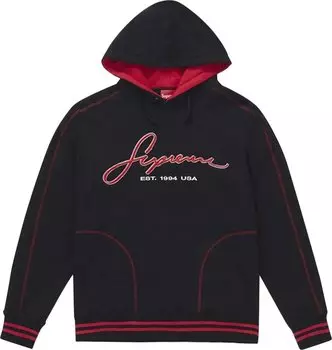 Толстовка Supreme Contrast Embroidered Hooded Sweatshirt 'Black', черный