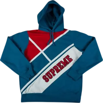 Толстовка Supreme Diagonal Hooded Sweatshirt 'Aqua', синий
