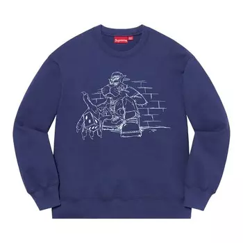 Толстовка Supreme Dice Crewneck Washed Navy, синий