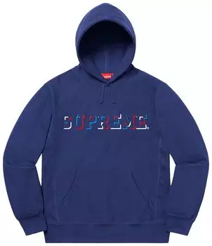 Толстовка Supreme Drop Shadow Hooded Sweatshirt 'Washed Navy', синий