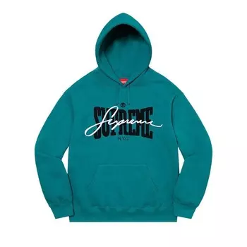 Толстовка Supreme Embroidered Chenille Hooded Sweatshirt Dark Teal, бирюзовый