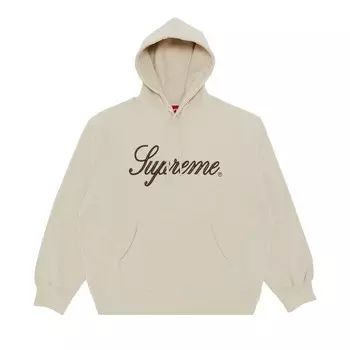 Толстовка Supreme Embroidered Script Hooded Sweatshirt, цвет Stone