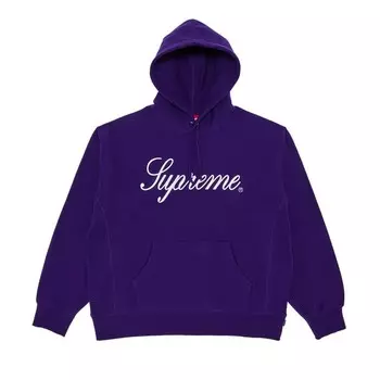 Толстовка Supreme Embroidered Script Hooded Sweatshirt, фиолетовый