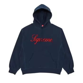 Толстовка Supreme Embroidered Script Hooded Sweatshirt, темно-синий