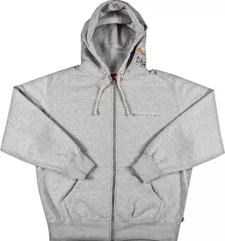 Толстовка Supreme Globe Zip Up Hooded Sweatshirt 'Heather Grey', серый