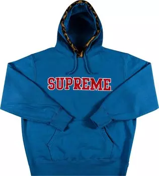 Толстовка Supreme Leopard Trim Hooded Sweatshirt 'Pale Royal', синий