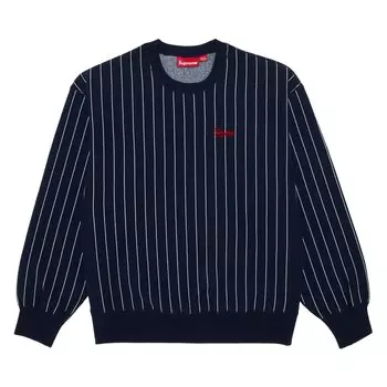 Толстовка Supreme Pinstripe Crewneck, синий