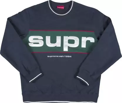 Толстовка Supreme Piping Crewneck 'Navy', синий