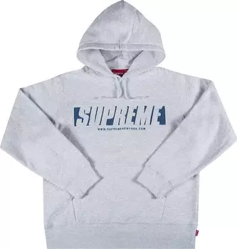 Толстовка Supreme Reflective Cutout Hooded Sweatshirt 'Ash Grey', серый